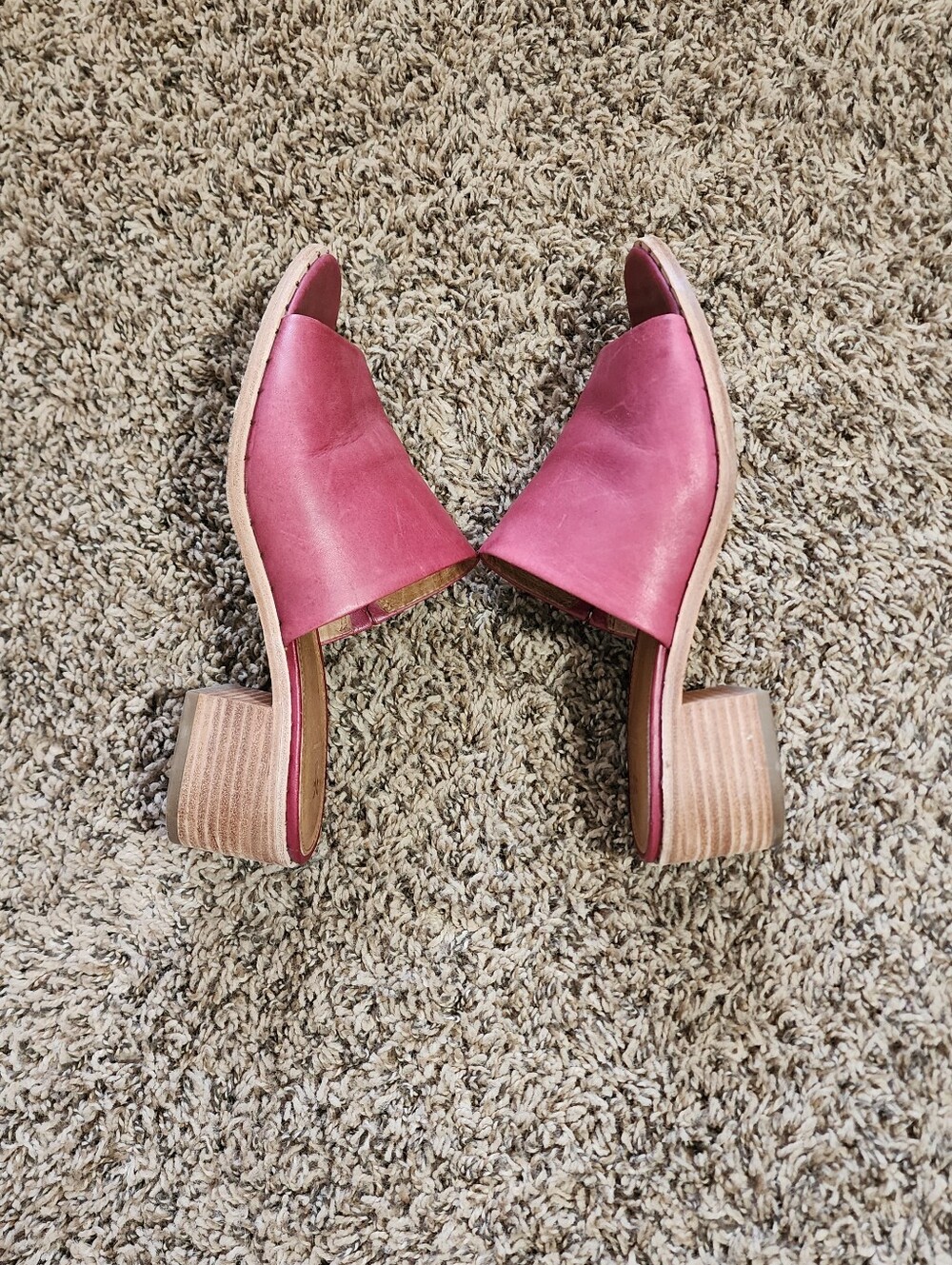 Frye Women's Open Toe Slide Mule Block Heel Plum Color 8.5 Cottagecore - Picture 9 of 13